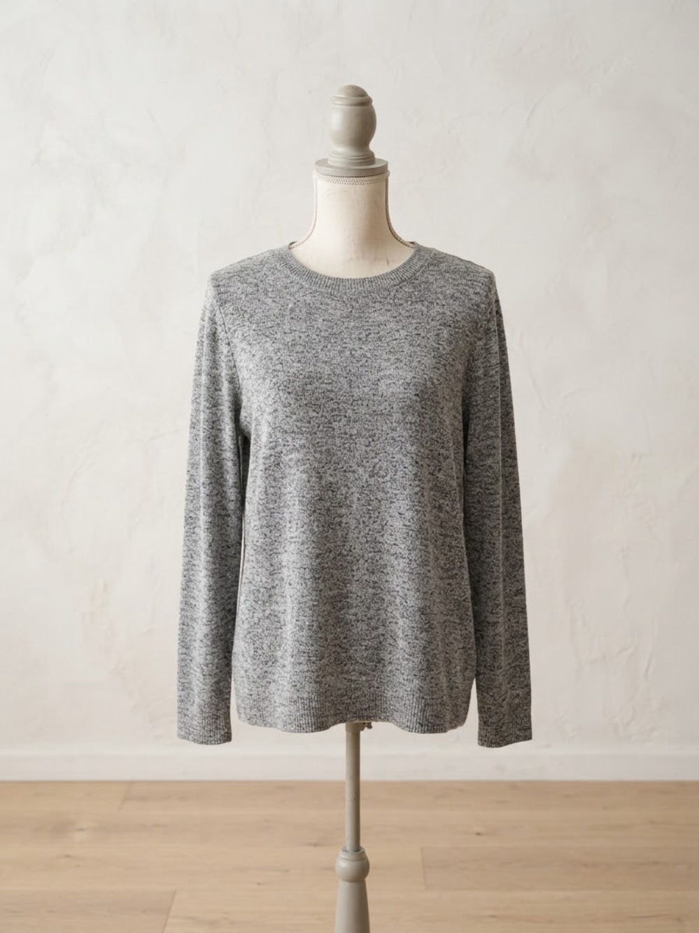 Lucky Brand Soft Space Dye Knit Crewneck Pullover Sweater Heather Grey XL